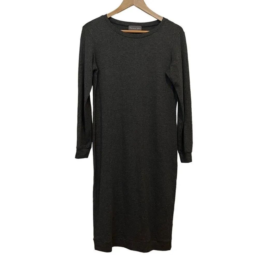 Michael Stars Size S Gray Long Sleeve Midi T-Shirt Dress